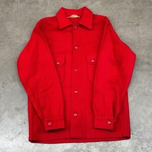 Vintage 1970 Boy Scouts Wool Jacket Red Patchwork USA Camp Badges Mens XL